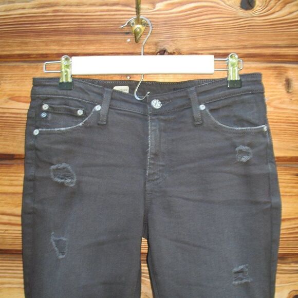 AG Premiere Black Skinny Straight Ankle Jeans - Picture 4 of 10